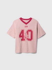 Gap Pink Daphne Duck Disney Varsity Logo T-Shirt (4-13yrs) - Image 1 of 3
