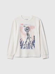 Gap White Captain America Marvel Graphic Long Sleeve T-Shirt (4-13yrs) - Image 1 of 3
