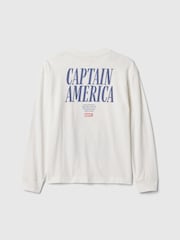 Gap White Captain America Marvel Graphic Long Sleeve T-Shirt (4-13yrs) - Image 2 of 3