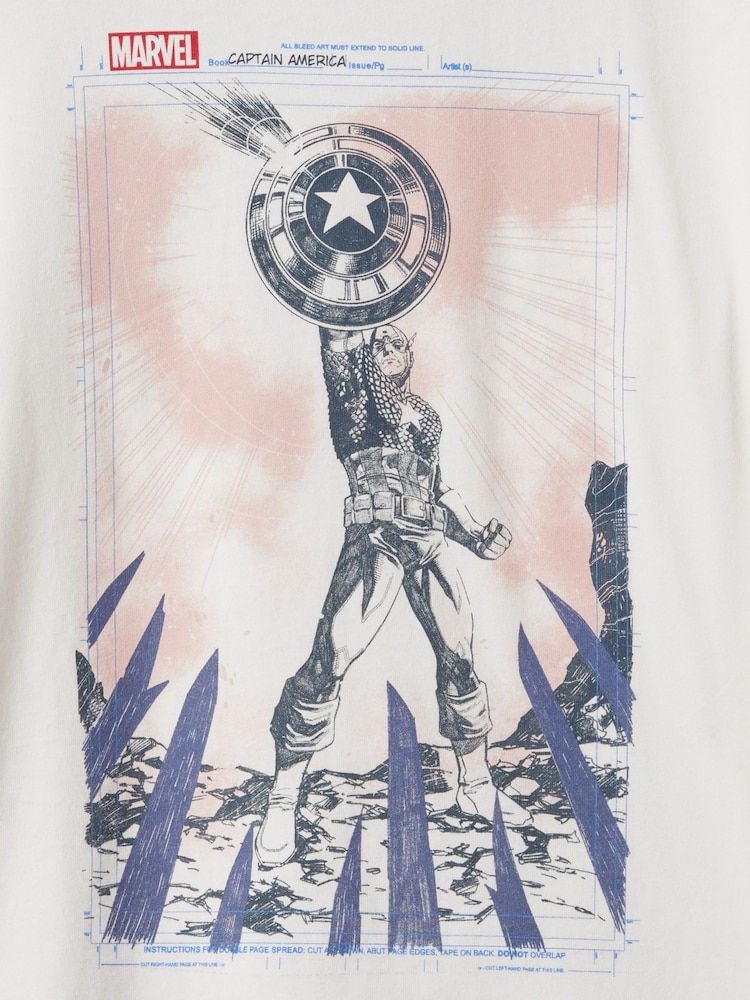 Gap White Captain America Marvel Graphic Long Sleeve T-Shirt (4-13yrs) - Image 3 of 3