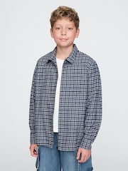 Gap Blue Organic Cotton Flannel Full-Zip Shirt (4-13yrs) - Image 1 of 5