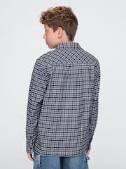 Gap Blue Organic Cotton Flannel Full-Zip Shirt (4-13yrs) - Image 2 of 5