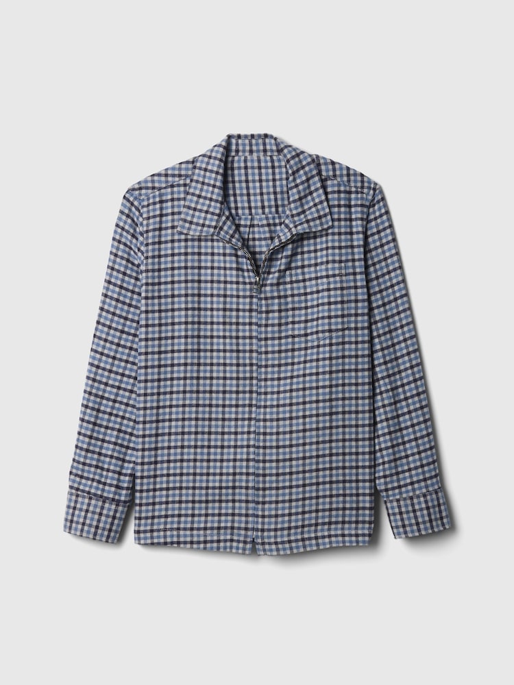 Gap Blue Organic Cotton Flannel Full-Zip Shirt (4-13yrs) - Image 5 of 5