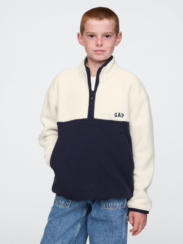 Gap Cream Sherpa Logo Half-Zip Pullover Fleece (4-13yrs) - Image 1 of 5
