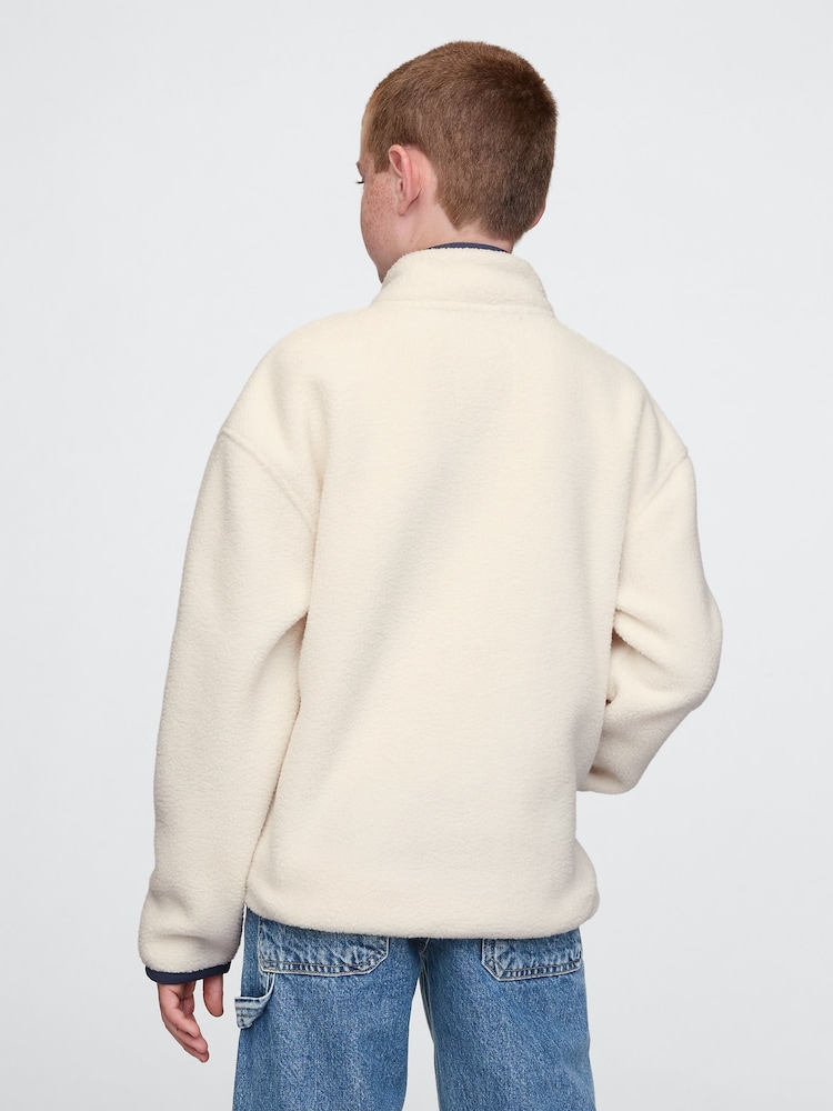 Gap Cream Sherpa Logo Half-Zip Pullover Fleece (4-13yrs) - Image 2 of 5