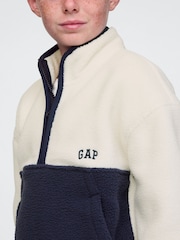 Gap Cream Sherpa Logo Half-Zip Pullover Fleece (4-13yrs) - Image 4 of 5