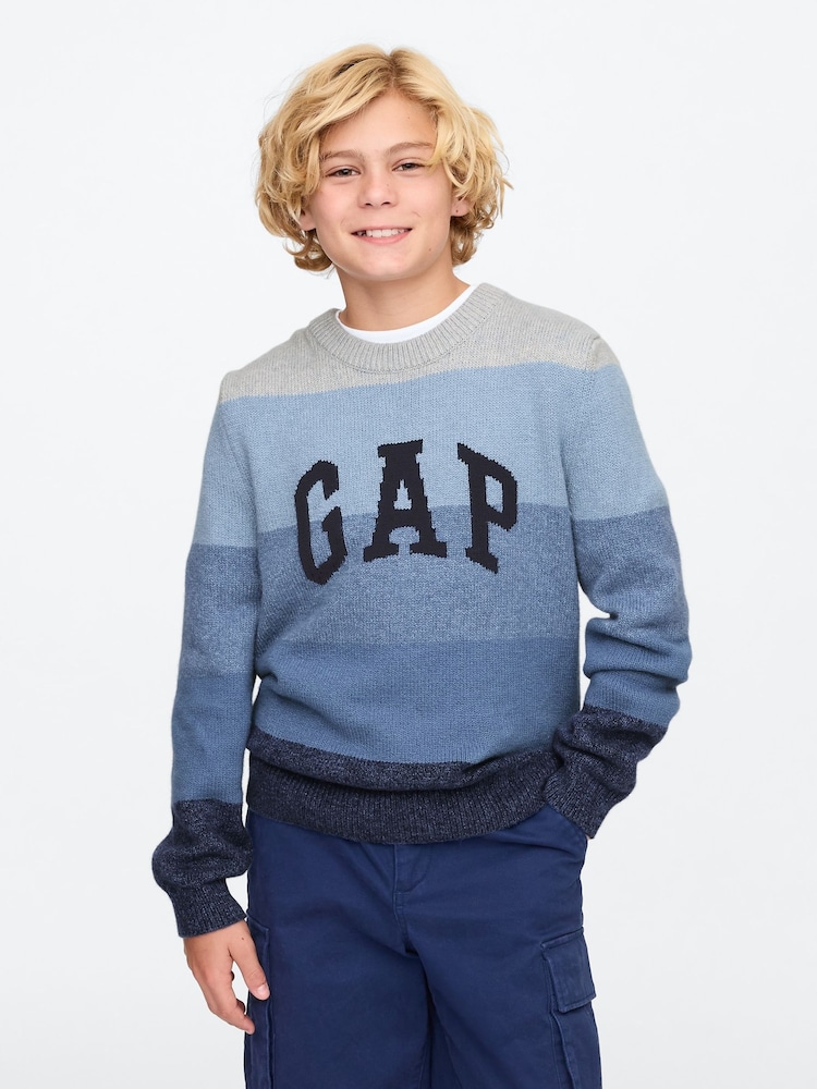 Gap Blue CashSoft Stripe Logo Jumper (4-13yrs) - Image 1 of 5