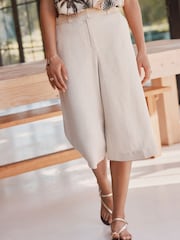 Neutral - Linen Rich Textured Long Shorts - Image 2 of 5