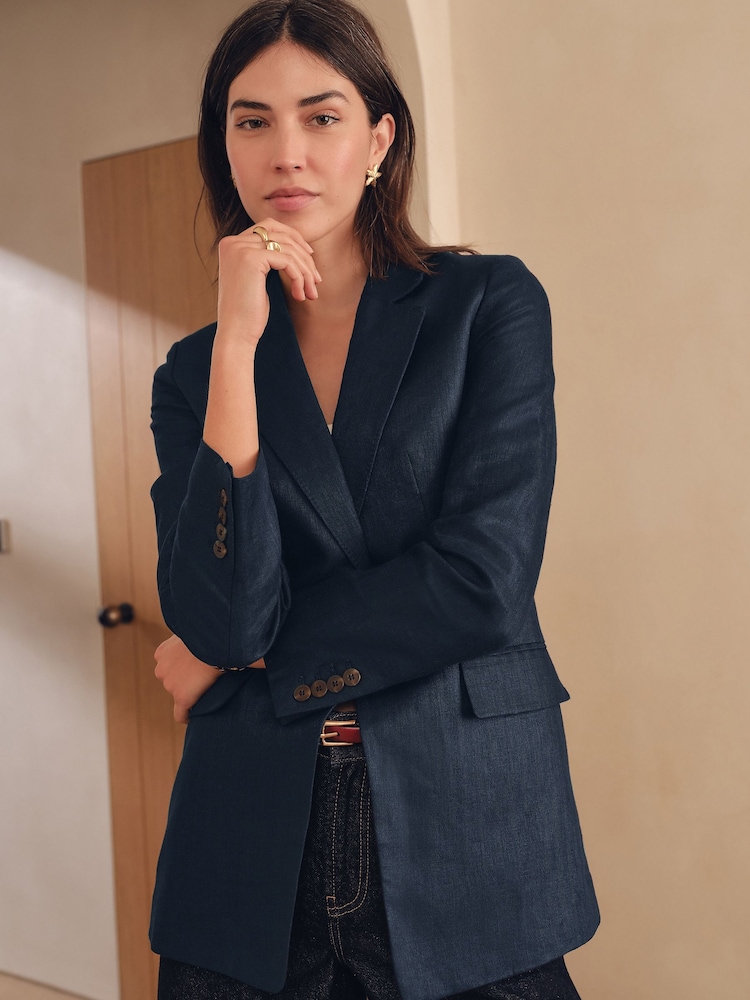 Navy N Premium 100% Linen Blazer - Image 3 of 8