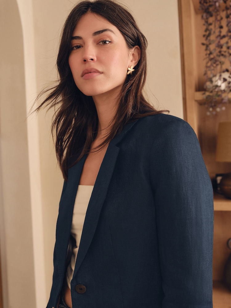 Navy N Premium 100% Linen Blazer - Image 5 of 8