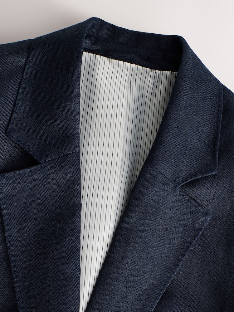 Navy N Premium 100% Linen Blazer - Image 7 of 8