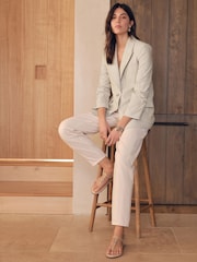 Neutral N. Premium Linen Rich Striped Single Breasted Blazer - Image 2 of 5