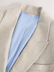 Neutral N. Premium Linen Rich Striped Single Breasted Blazer - Image 4 of 5