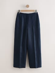 Navy N Premium 100% Linen Wide Leg Trousers - Image 6 of 8