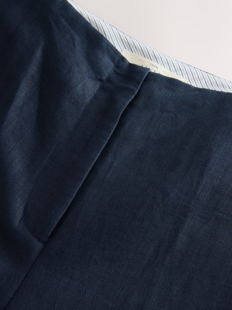 Navy N Premium 100% Linen Wide Leg Trousers - Image 8 of 8