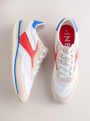 White/Blue/Red Forever Comfort® Slim Panel Detail Lace-Up Trainers - Image 1 of 9