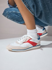 White/Blue/Red Forever Comfort® Slim Panel Detail Lace-Up Trainers - Image 2 of 9