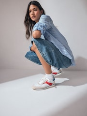 White/Blue/Red Forever Comfort® Slim Panel Detail Lace-Up Trainers - Image 3 of 9