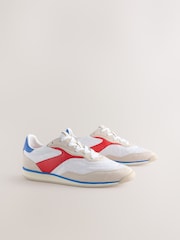 White/Blue/Red Forever Comfort® Slim Panel Detail Lace-Up Trainers - Image 6 of 9