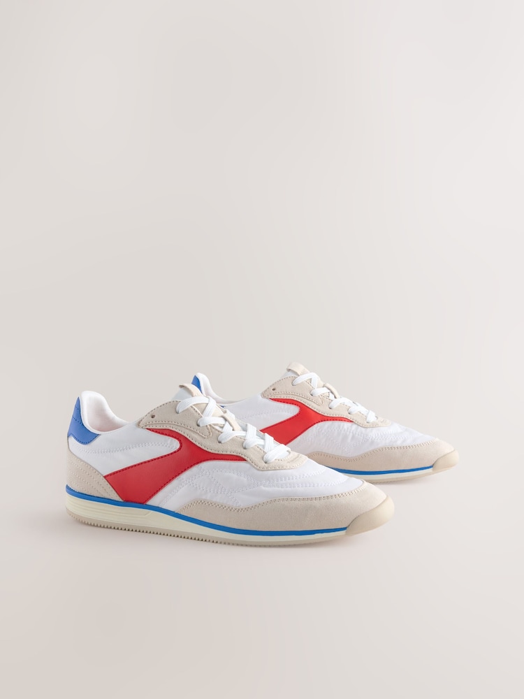 White/Blue/Red Forever Comfort® Slim Panel Detail Lace-Up Trainers - Image 6 of 9