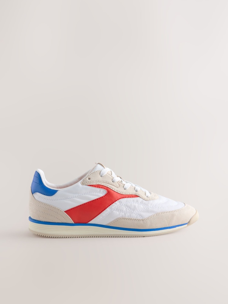 White/Blue/Red Forever Comfort® Slim Panel Detail Lace-Up Trainers - Image 7 of 9