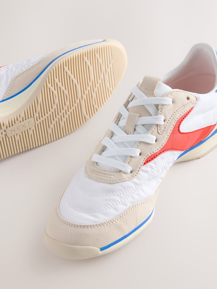 White/Blue/Red Forever Comfort® Slim Panel Detail Lace-Up Trainers - Image 8 of 9