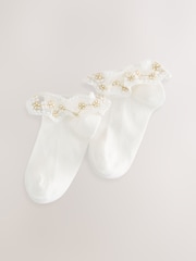 Cream Rich Bridesmaid Ruffle Trainer Socks 2 Pack - Image 1 of 3