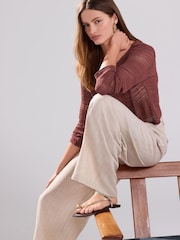 Red Crochet Lightweight Long Sleeve Top - Image 3 of 7