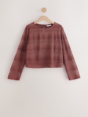 Red Crochet Lightweight Long Sleeve Top - Image 5 of 7