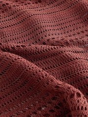Red Crochet Lightweight Long Sleeve Top - Image 6 of 7