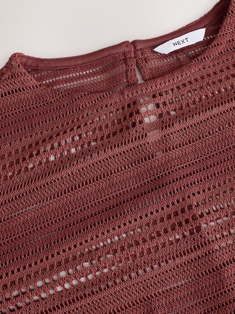 Red Crochet Lightweight Long Sleeve Top - Image 7 of 7