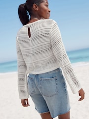 Ecru Crochet Lightweight Long Sleeve Top - Image 3 of 7