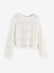 Ecru Crochet Lightweight Long Sleeve Top - Image 6 of 7