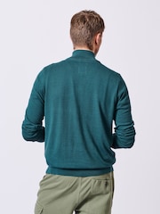 Aubin Green Daw Cotton Zip Neck 100% Cotton Jumper - Image 2 of 5
