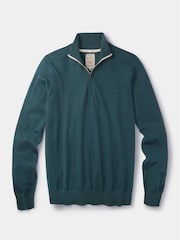 Aubin Green Daw Cotton Zip Neck 100% Cotton Jumper - Image 5 of 5