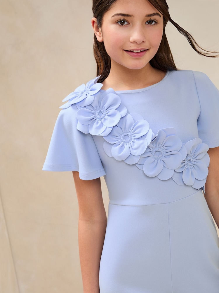 Lipsy Blue 3D Corsage Jumpsuit (5-16yrs) - Image 2 of 4