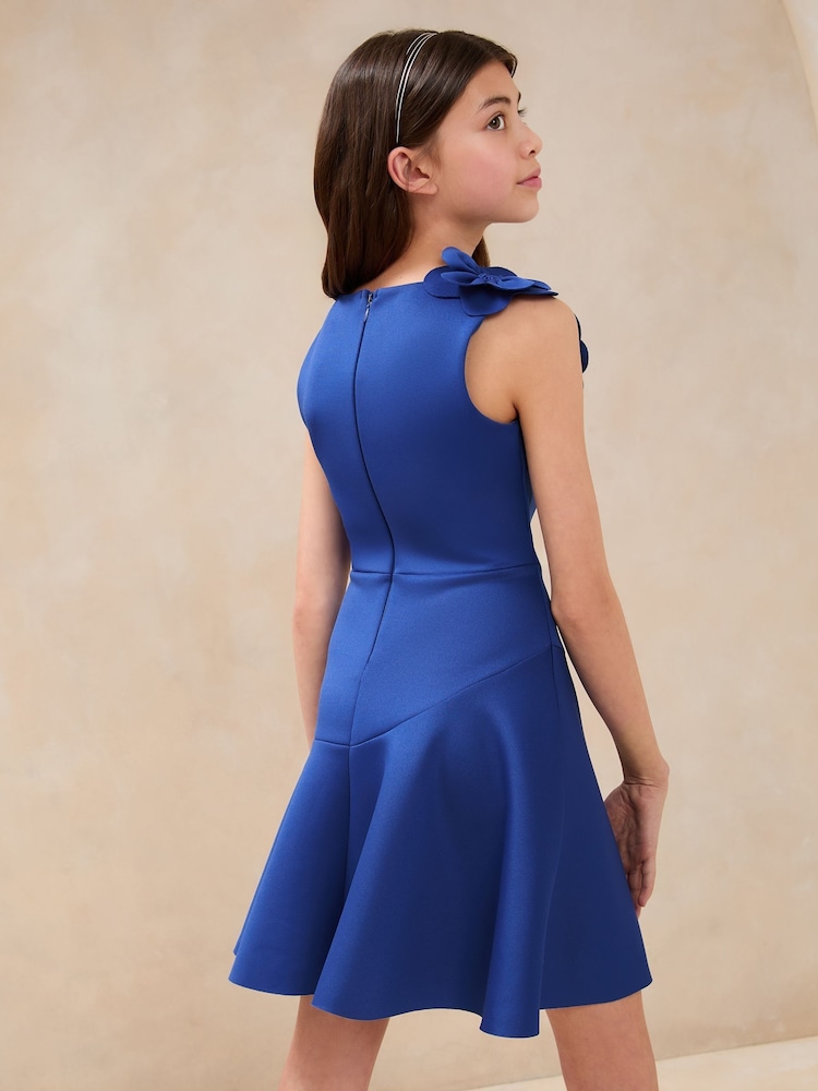 Lipsy Cobalt Blue 3D Flower Scuba Dress (5-16yrs) - Image 4 of 4