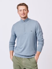 Aubin Blue Daw Cotton Zip Neck 100% Cotton Jumper - Image 1 of 5
