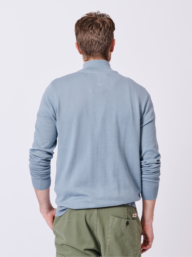 Aubin Blue Daw Cotton Zip Neck 100% Cotton Jumper - Image 2 of 5