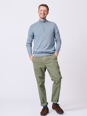 Aubin Blue Daw Cotton Zip Neck 100% Cotton Jumper - Image 3 of 5