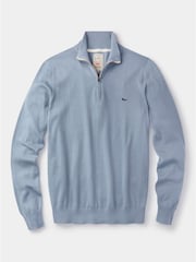 Aubin Blue Daw Cotton Zip Neck 100% Cotton Jumper - Image 5 of 5