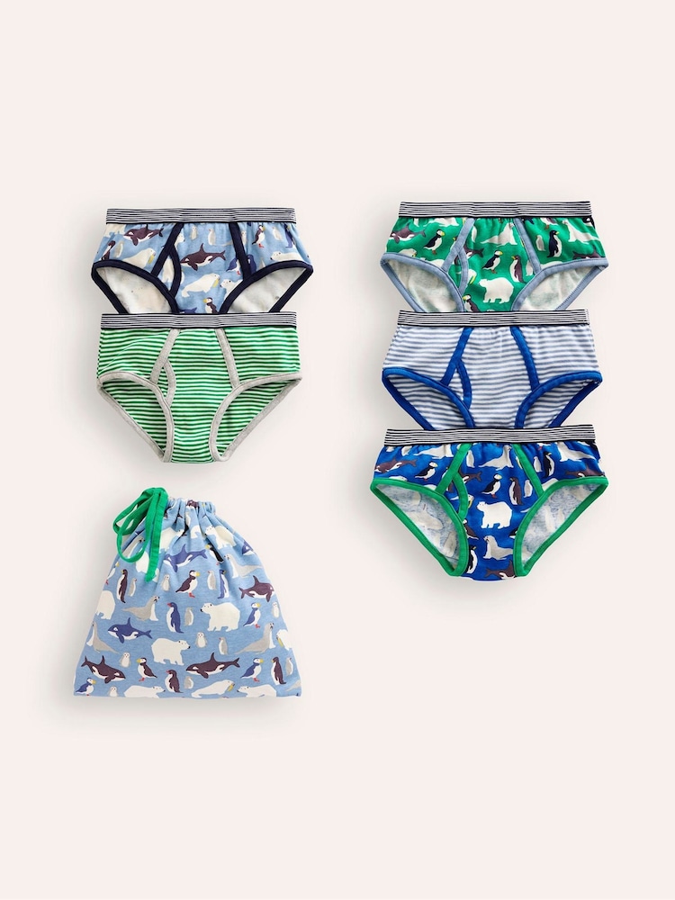 Boden Blue 100% Cotton Briefs 5 Pack - Image 1 of 3 Boden Blue 100% Cotton Briefs 5 Pack - Image 1 of 3