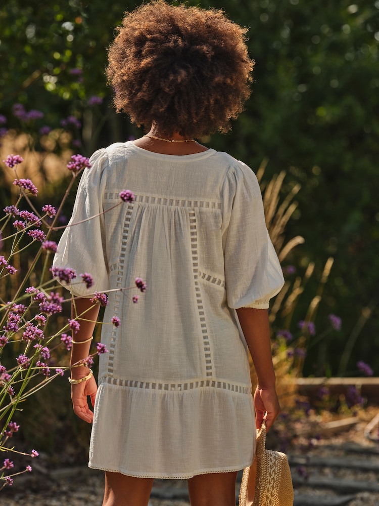 FatFace Ivory Beachwear Embroidered Dress - Image 2 of 5 FatFace Ivory Beachwear Embroidered Dress - Image 2 of 5