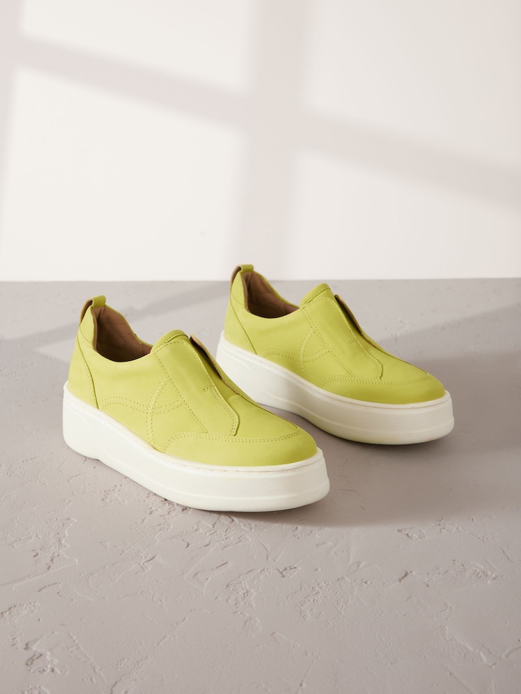 V barvi limete - Slip On Signature Forever Comfort® Leather Chunky čevlji s polno peto Platform Trainers - Slika 1 iz 5 V barvi limete - Slip On Signature Forever Comfort® Leather Chunky čevlji s polno peto Platform Trainers - Slika 1 iz 5