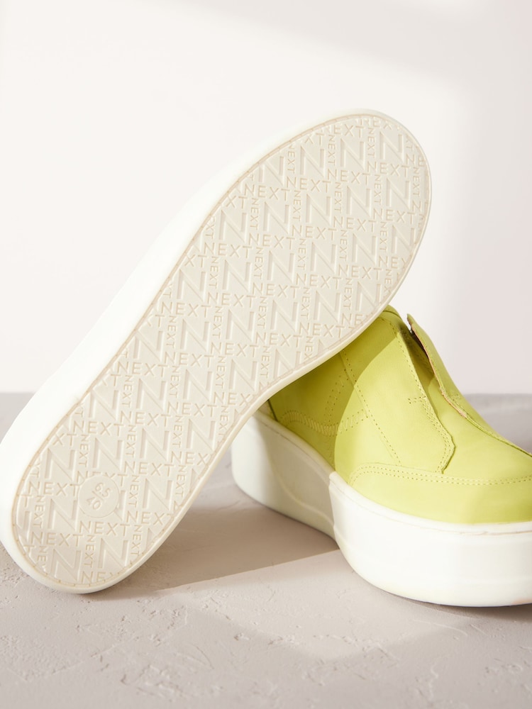 V barvi limete - Slip On Signature Forever Comfort® Leather Chunky čevlji s polno peto Platform Trainers - Slika 5 iz 5 V barvi limete - Slip On Signature Forever Comfort® Leather Chunky čevlji s polno peto Platform Trainers - Slika 5 iz 5