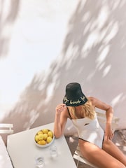 Rockett St George Black/Gold Resting Beach Face Bucket 100% Cotton Hat - Image 2 of 12