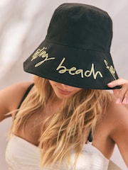 Rockett St George Black/Gold Resting Beach Face Bucket 100% Cotton Hat - Image 5 of 12