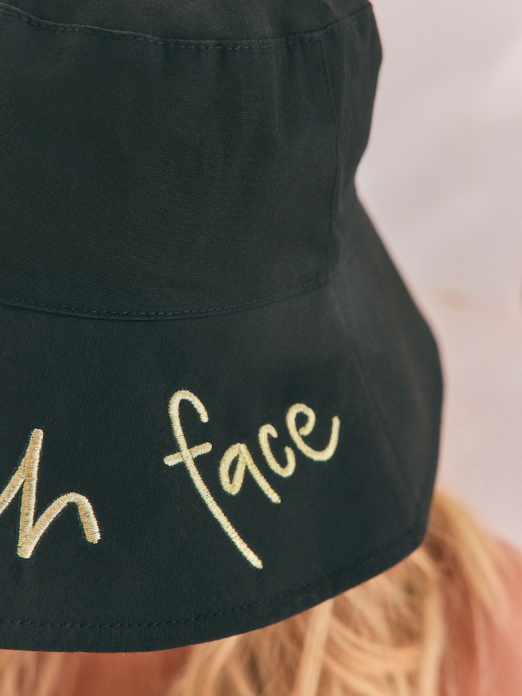 Rockett St George Black/Gold Resting Beach Face Bucket 100% Cotton Hat - Image 6 of 12