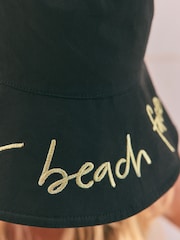Rockett St George Black/Gold Resting Beach Face Bucket 100% Cotton Hat - Image 8 of 12