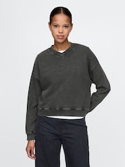 Gap Black Vintage Oversized  V-Neck Sweatshirt - Image 1 of 4